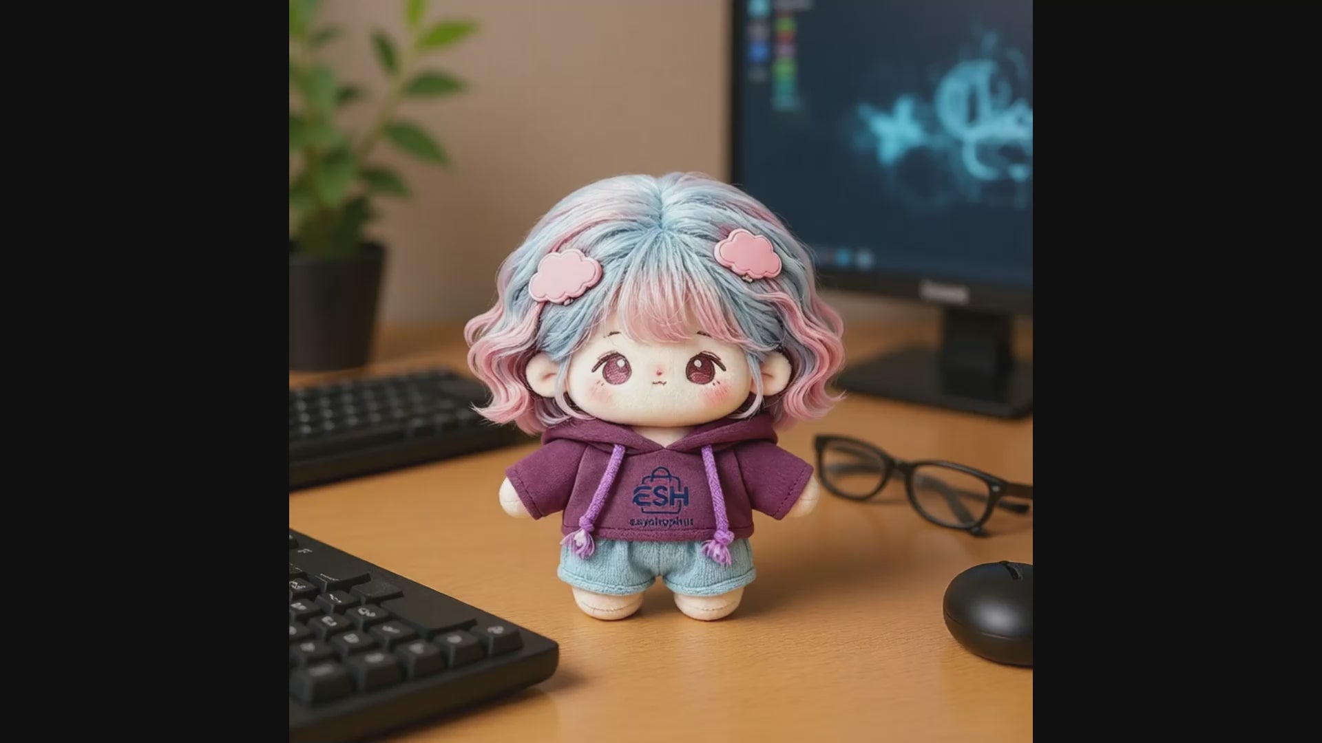 20cm Doll Hooded Shirt Set - Purple Casual Wear, Suitable for 20cm Fur Dolls Product type